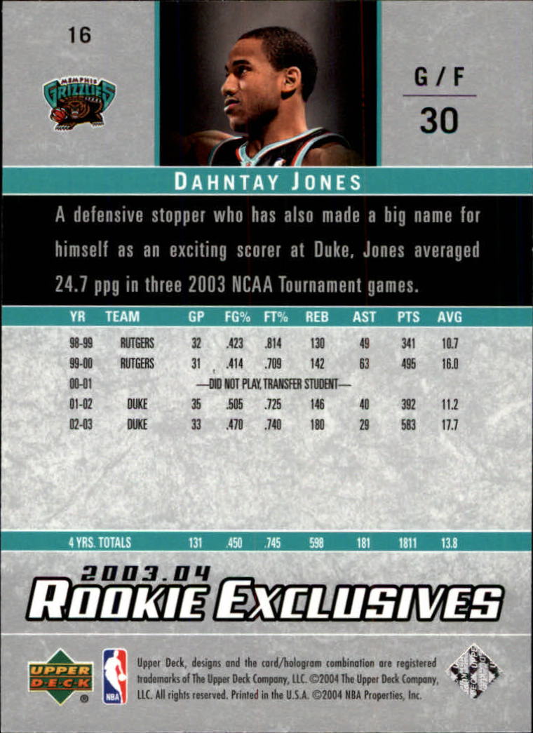 2003/2004 Rookie Exclusives (Upper Deck) Basketball - Picture 31 of 150