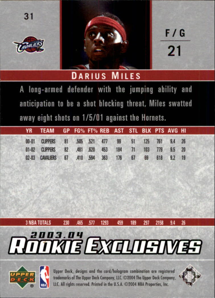 2003/2004 Rookie Exclusives (Upper Deck) Basketball - Picture 61 of 150