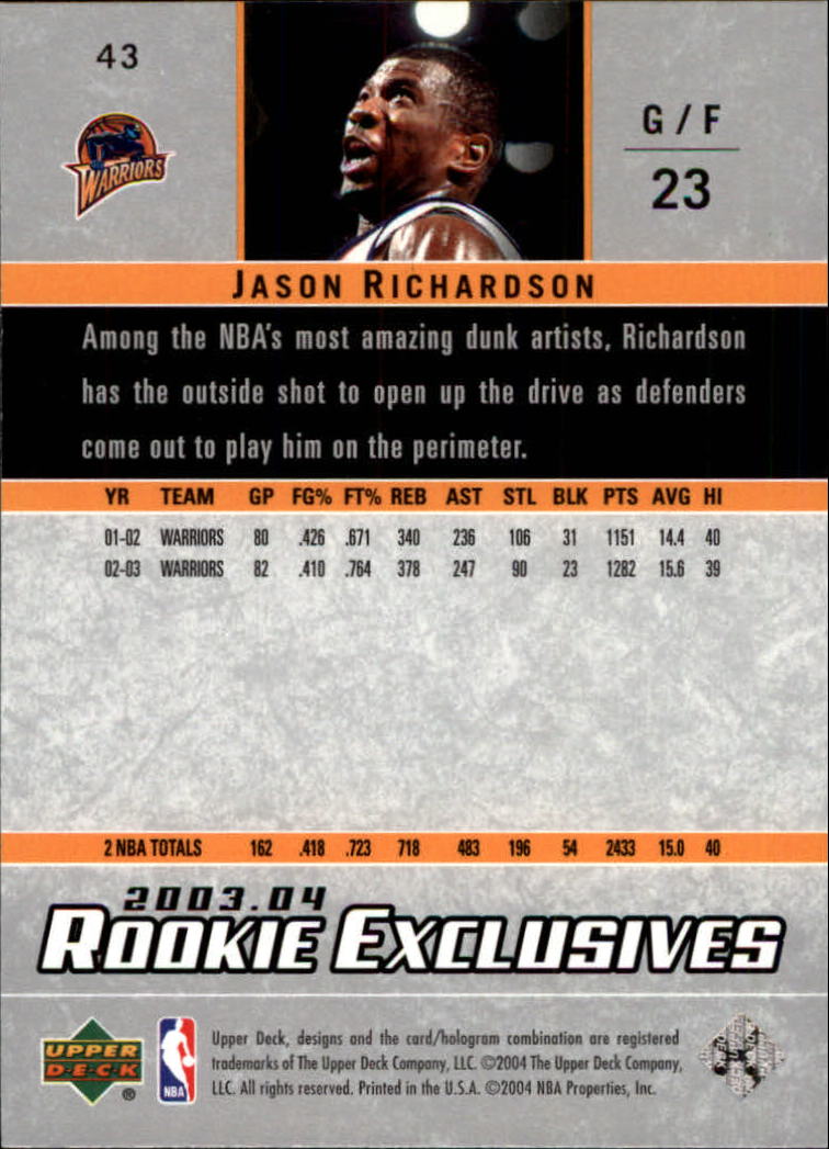 2003/2004 Rookie Exclusives (Upper Deck) Basketball - Picture 85 of 150