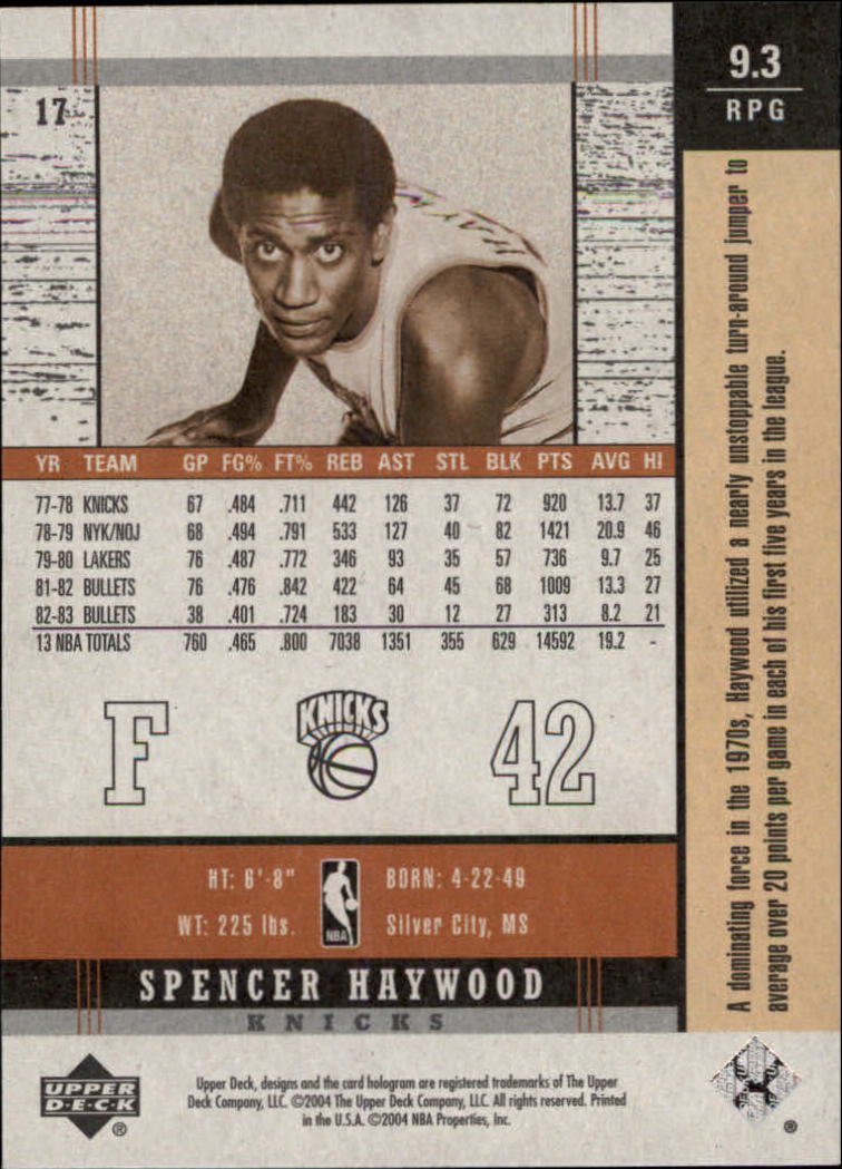 2003/2004 Legends Throwback (Upper Deck) Basketball - Picture 33 of 189