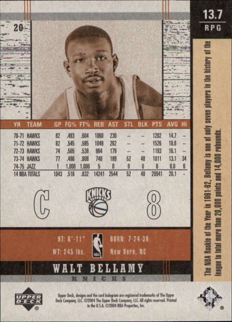 2003/2004 Legends Throwback (Upper Deck) Basketball - Picture 39 of 189