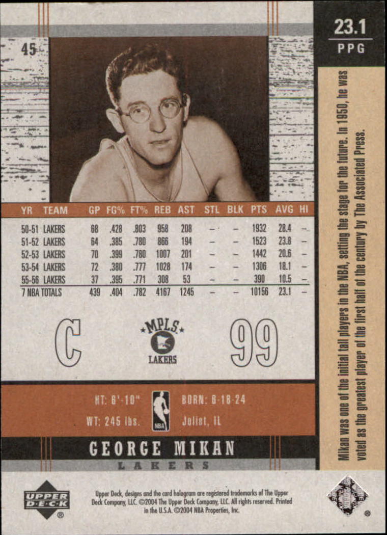 2003/2004 Legends Throwback (Upper Deck) Basketball - Picture 85 of 189