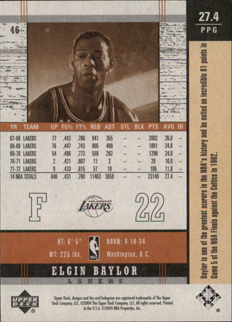 2003/2004 Legends Throwback (Upper Deck) Basketball - Picture 87 of 189