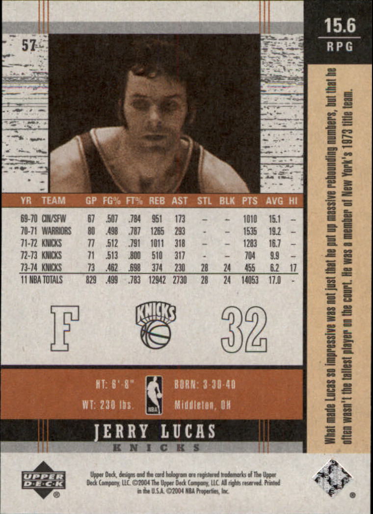 2003/2004 Legends Throwback (Upper Deck) Basketball - Picture 109 of 189