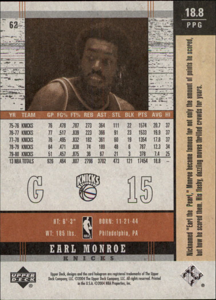 2003/2004 Legends Throwback (Upper Deck) Basketball - Picture 119 of 189