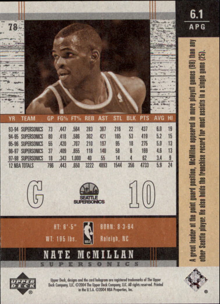 2003/2004 Legends Throwback (Upper Deck) Basketball - Picture 151 of 189