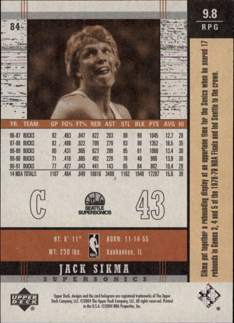 2003/2004 Legends Throwback (Upper Deck) Basketball - Picture 163 of 189