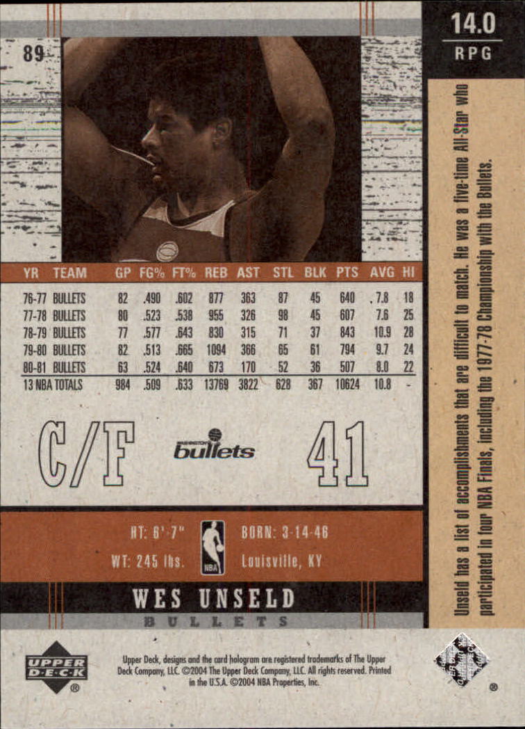 2003/2004 Legends Throwback (Upper Deck) Basketball - Picture 173 of 189