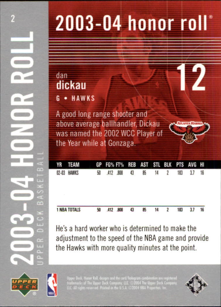 2003/2004 Honor Roll (Upper Deck) Basketball - Picture 219 of 221