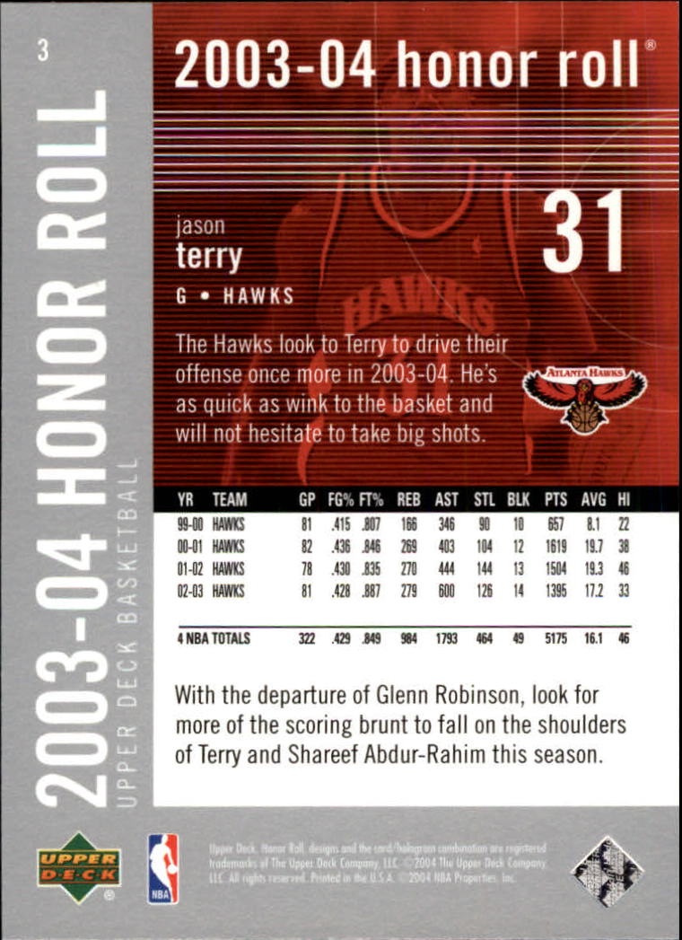 2003/2004 Honor Roll (Upper Deck) Basketball - Picture 217 of 221