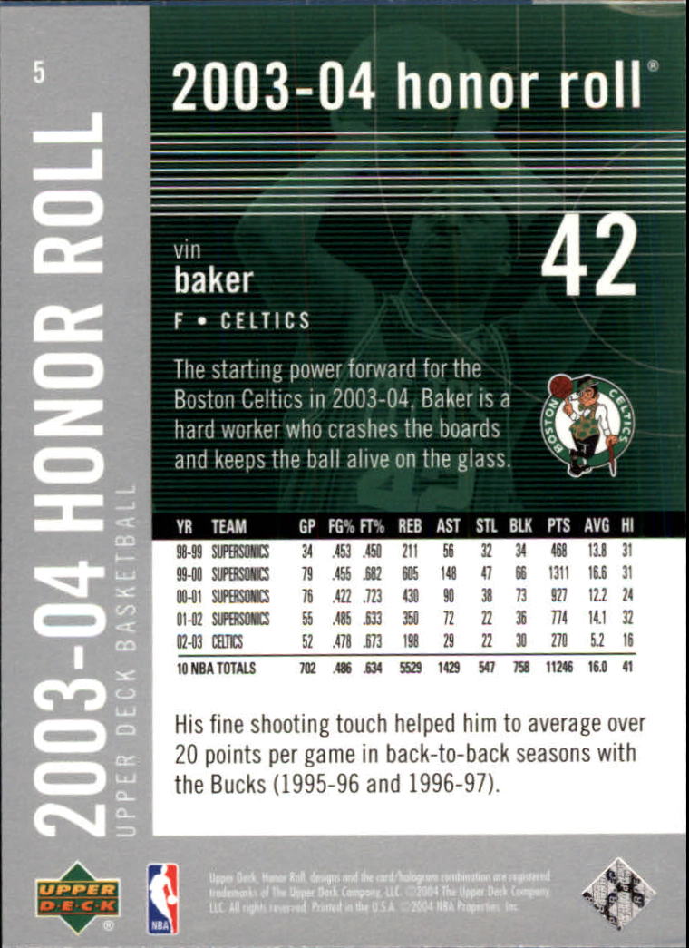 2003/2004 Honor Roll (Upper Deck) Basketball - Picture 213 of 221