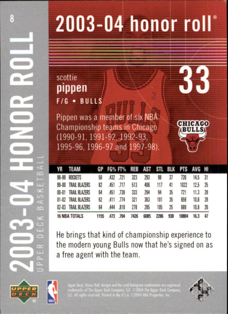 2003/2004 Honor Roll (Upper Deck) Basketball - Picture 207 of 221