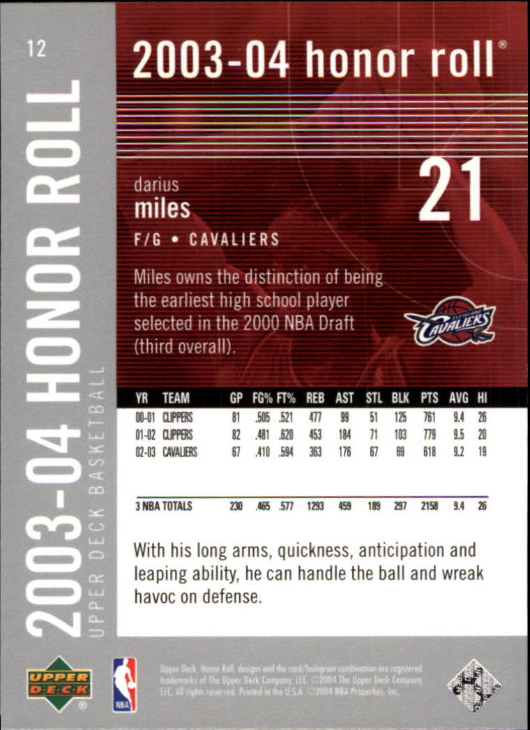2003/2004 Honor Roll (Upper Deck) Basketball - Picture 199 of 221