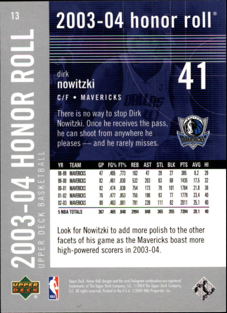 2003/2004 Honor Roll (Upper Deck) Basketball - Picture 197 of 221