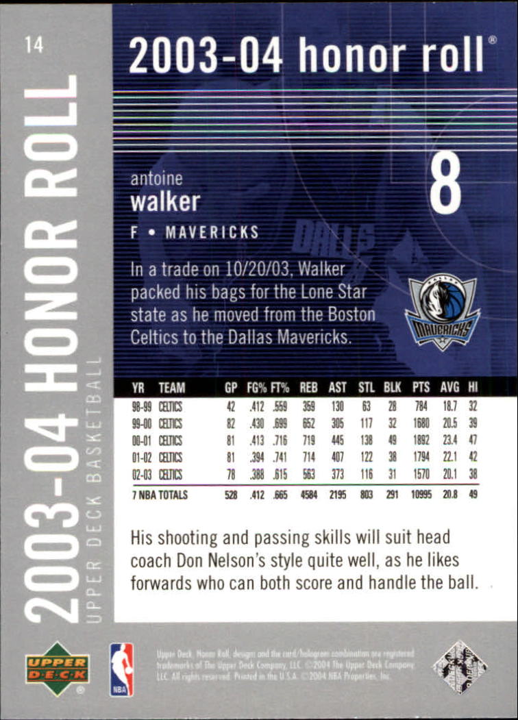 2003/2004 Honor Roll (Upper Deck) Basketball - Picture 195 of 221