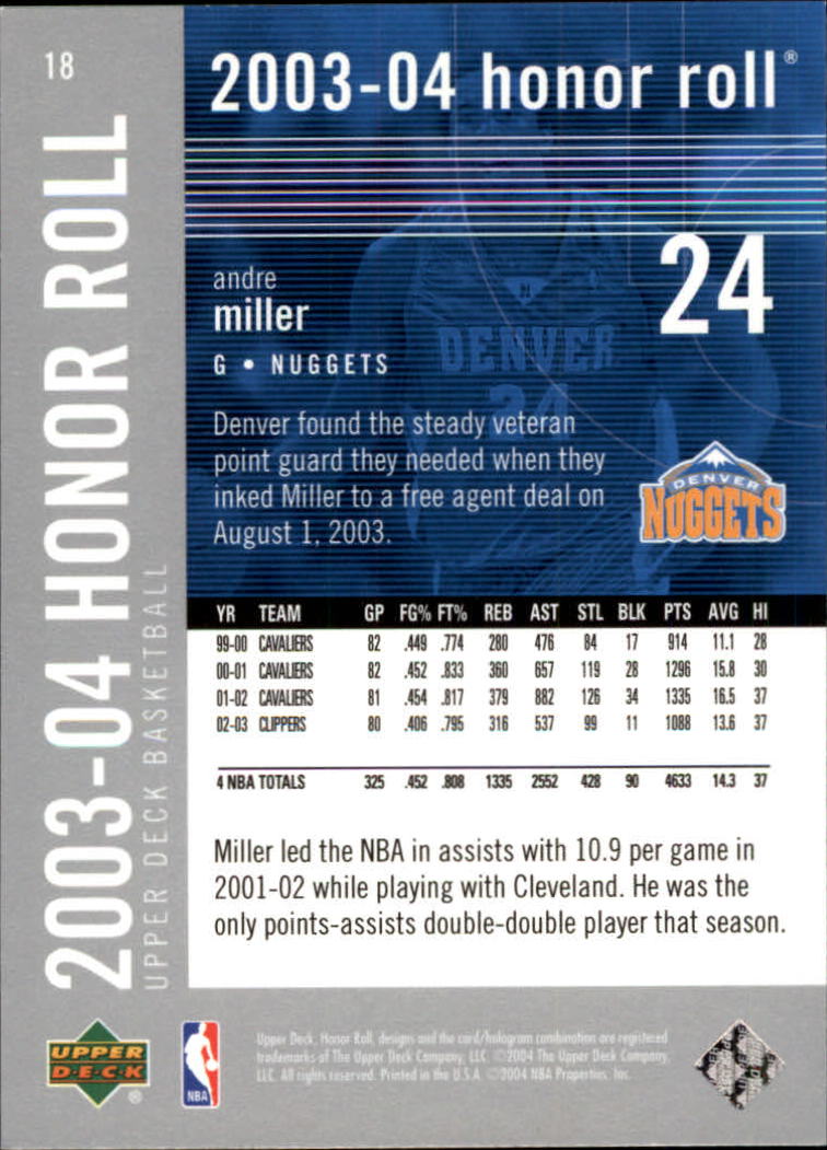 2003/2004 Honor Roll (Upper Deck) Basketball - Picture 187 of 221