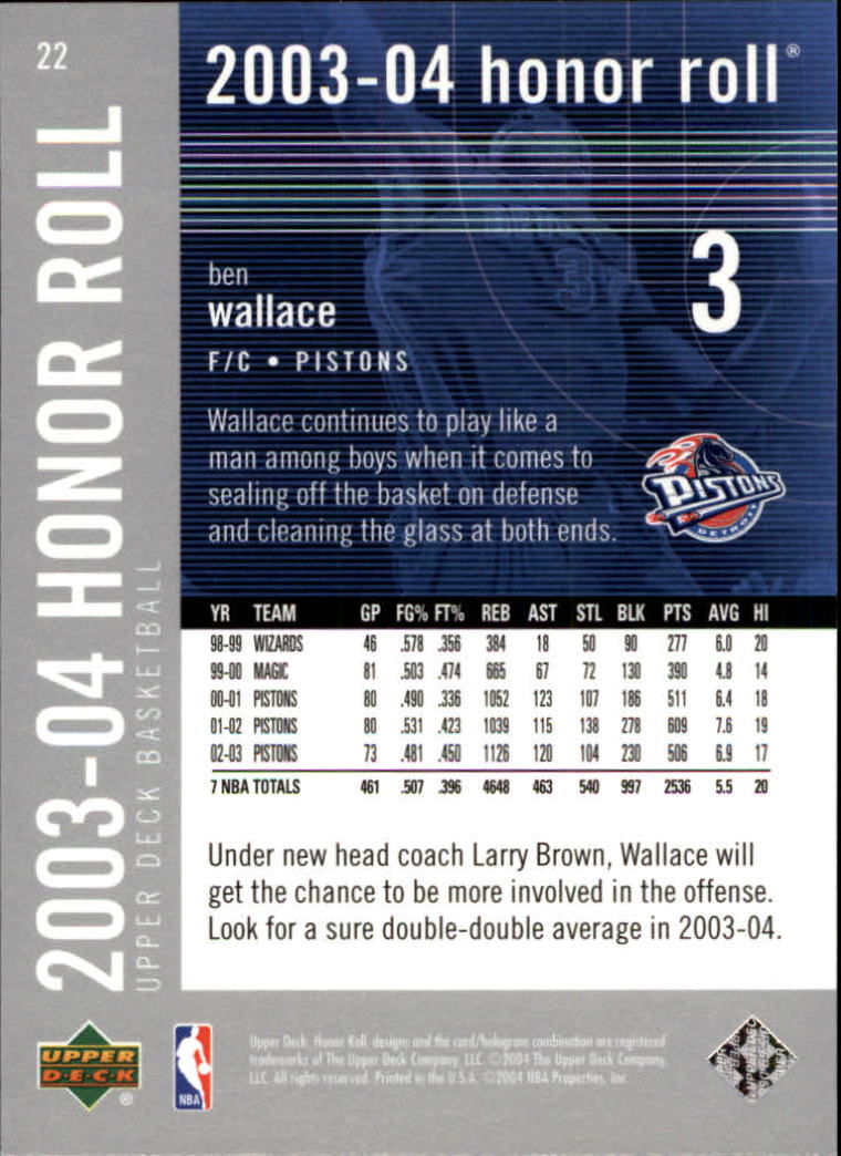 2003/2004 Honor Roll (Upper Deck) Basketball - Picture 179 of 221