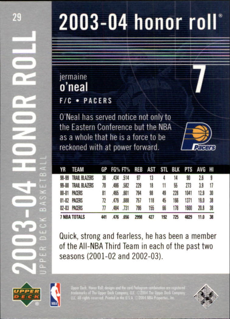 2003/2004 Honor Roll (Upper Deck) Basketball - Picture 165 of 221