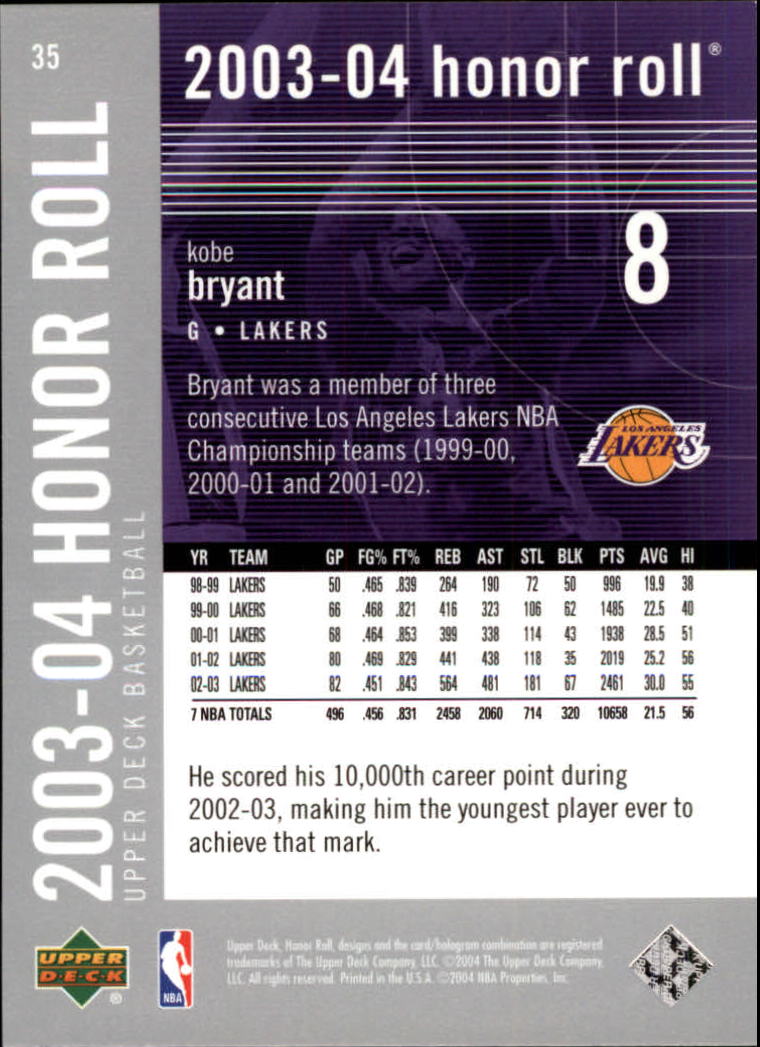 2003/2004 Honor Roll (Upper Deck) Basketball - Picture 153 of 221