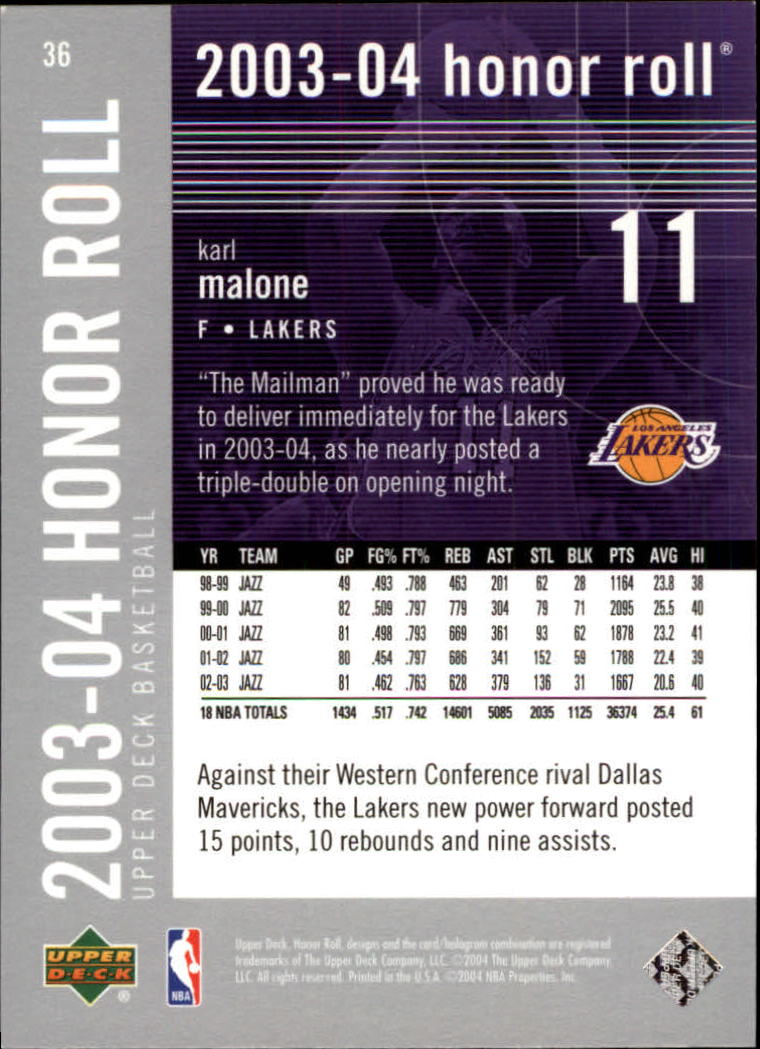 2003/2004 Honor Roll (Upper Deck) Basketball - Picture 151 of 221
