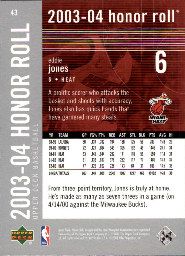 2003/2004 Honor Roll (Upper Deck) Basketball - Picture 137 of 221