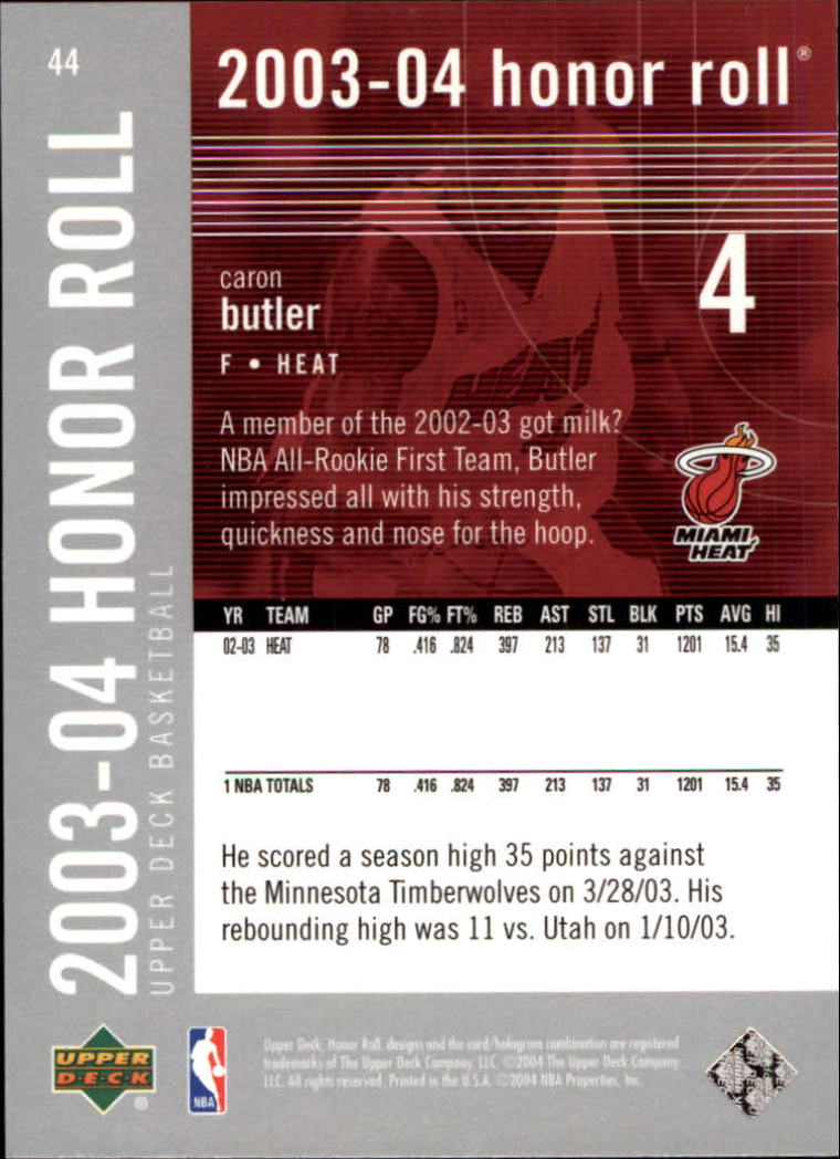 2003/2004 Honor Roll (Upper Deck) Basketball - Picture 135 of 221