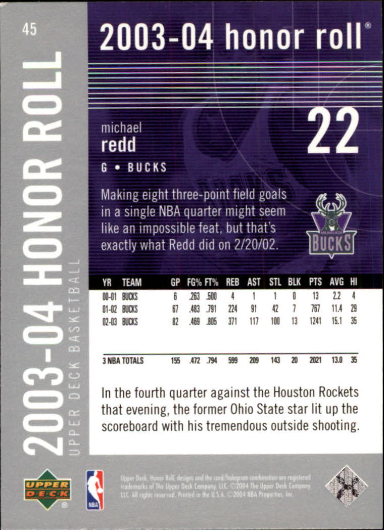 2003/2004 Honor Roll (Upper Deck) Basketball - Picture 133 of 221