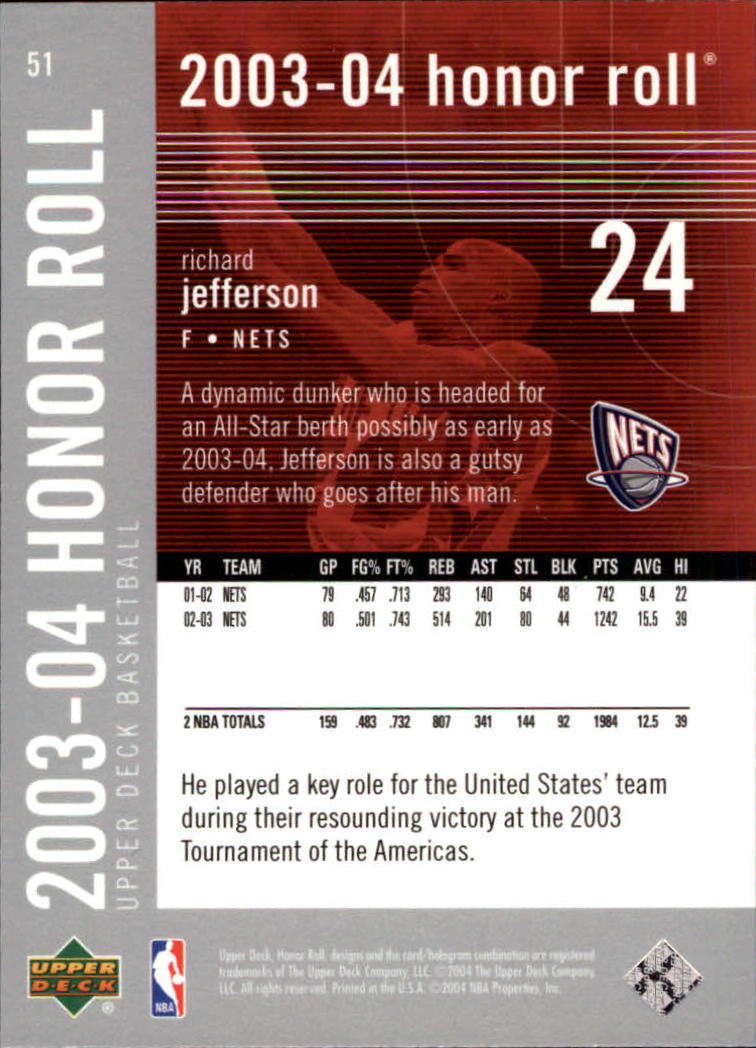 2003/2004 Honor Roll (Upper Deck) Basketball - Picture 121 of 221
