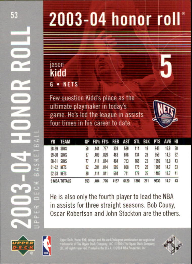 2003/2004 Honor Roll (Upper Deck) Basketball - Picture 117 of 221