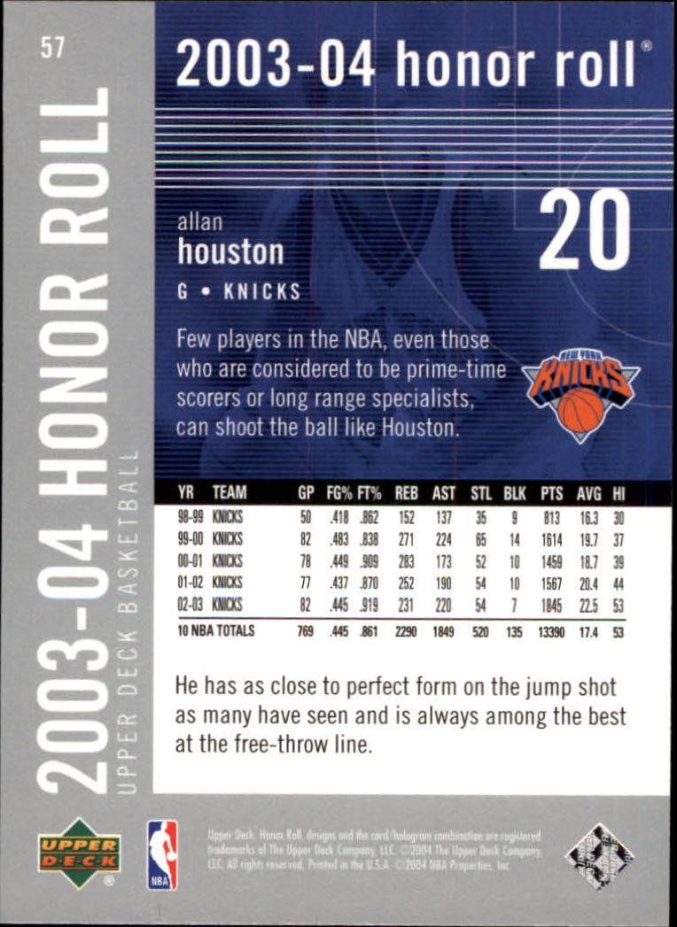 2003/2004 Honor Roll (Upper Deck) Basketball - Picture 109 of 221