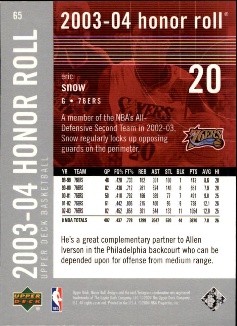 2003/2004 Honor Roll (Upper Deck) Basketball - Picture 93 of 221