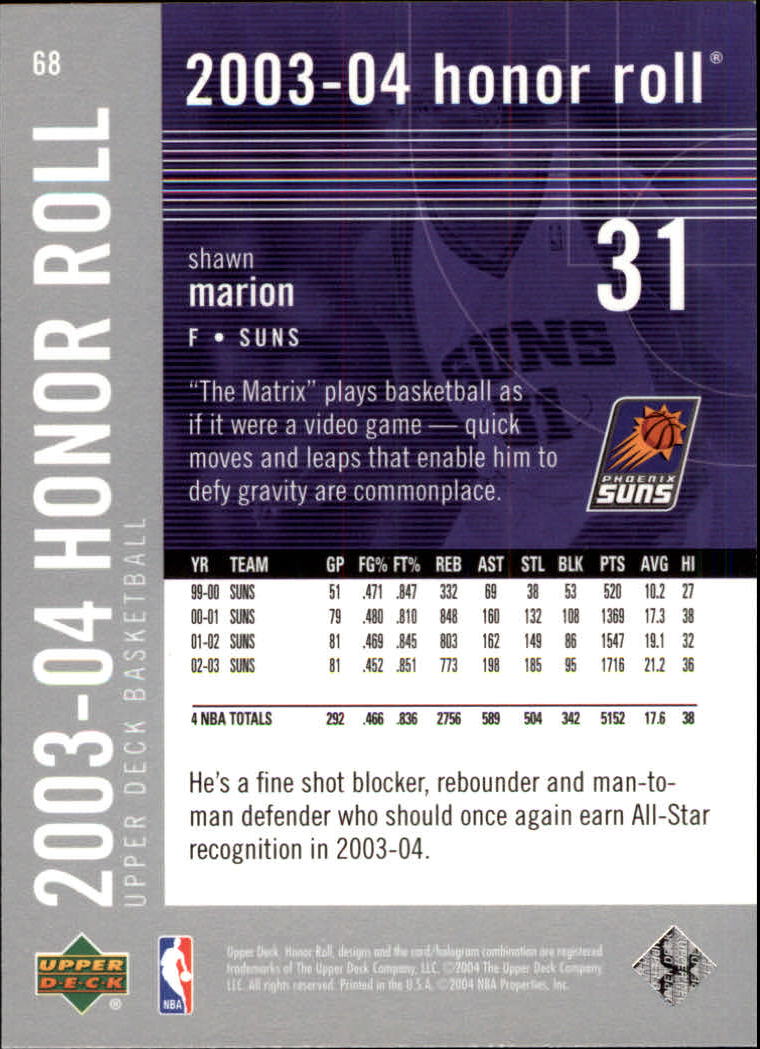 2003/2004 Honor Roll (Upper Deck) Basketball - Picture 87 of 221