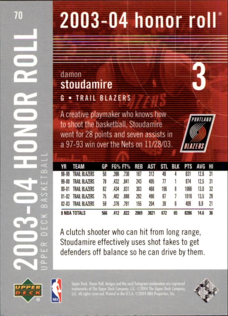 2003/2004 Honor Roll (Upper Deck) Basketball - Picture 83 of 221
