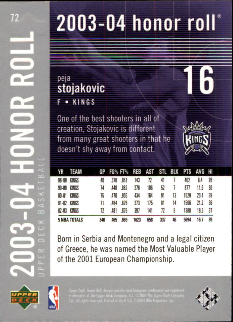 2003/2004 Honor Roll (Upper Deck) Basketball - Picture 79 of 221