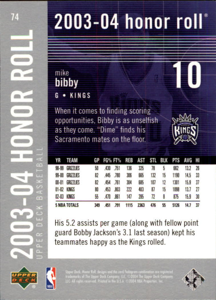 2003/2004 Honor Roll (Upper Deck) Basketball - Picture 75 of 221