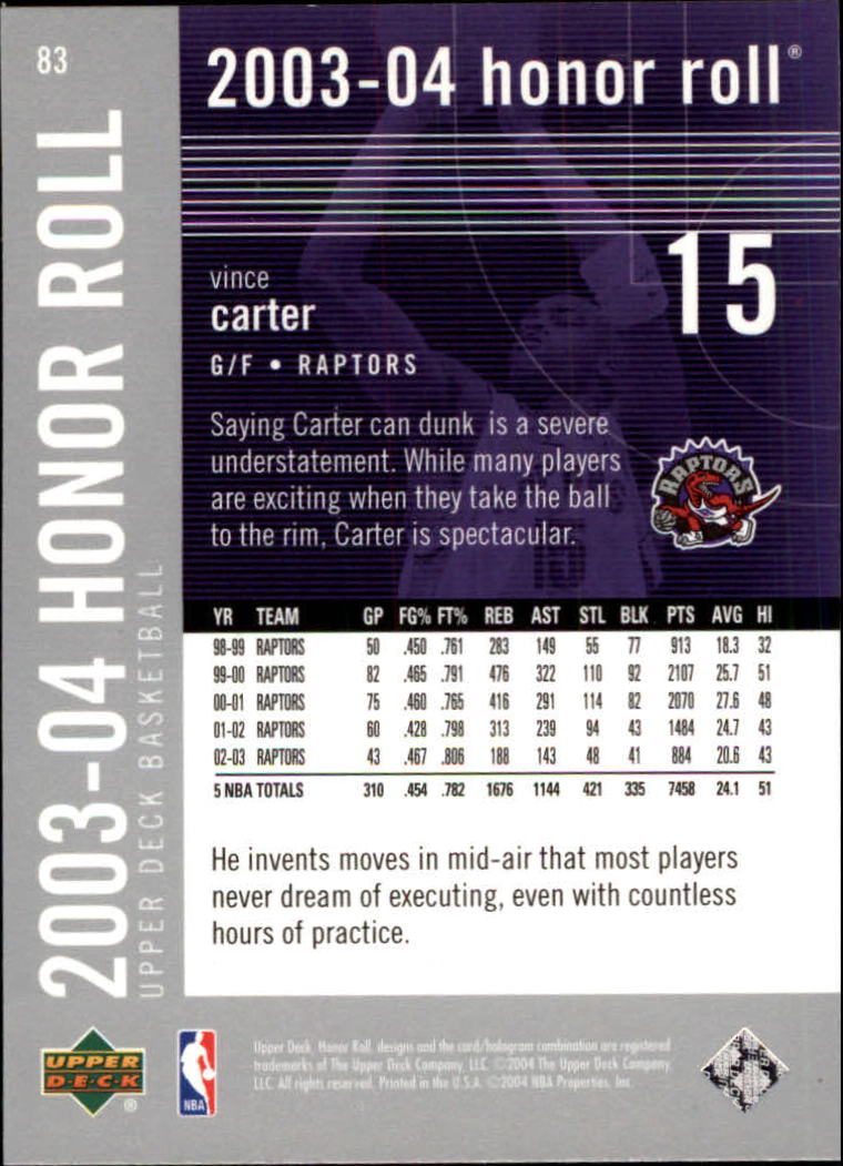 2003/2004 Honor Roll (Upper Deck) Basketball - Picture 57 of 221