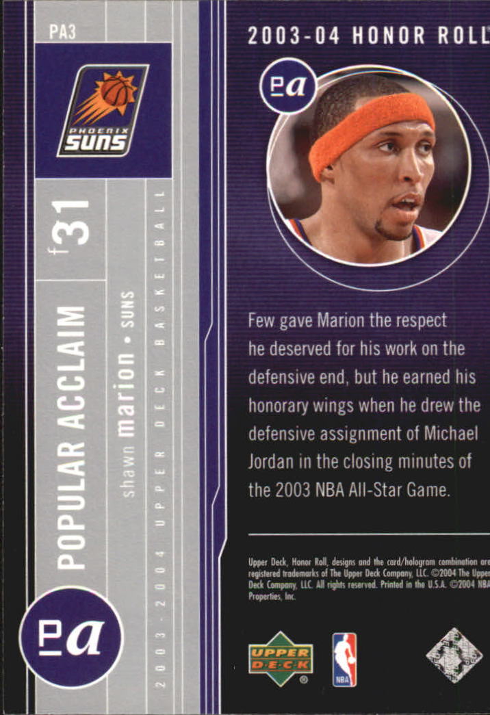 2003/2004 Honor Roll (Upper Deck) Basketball - Picture 17 of 221