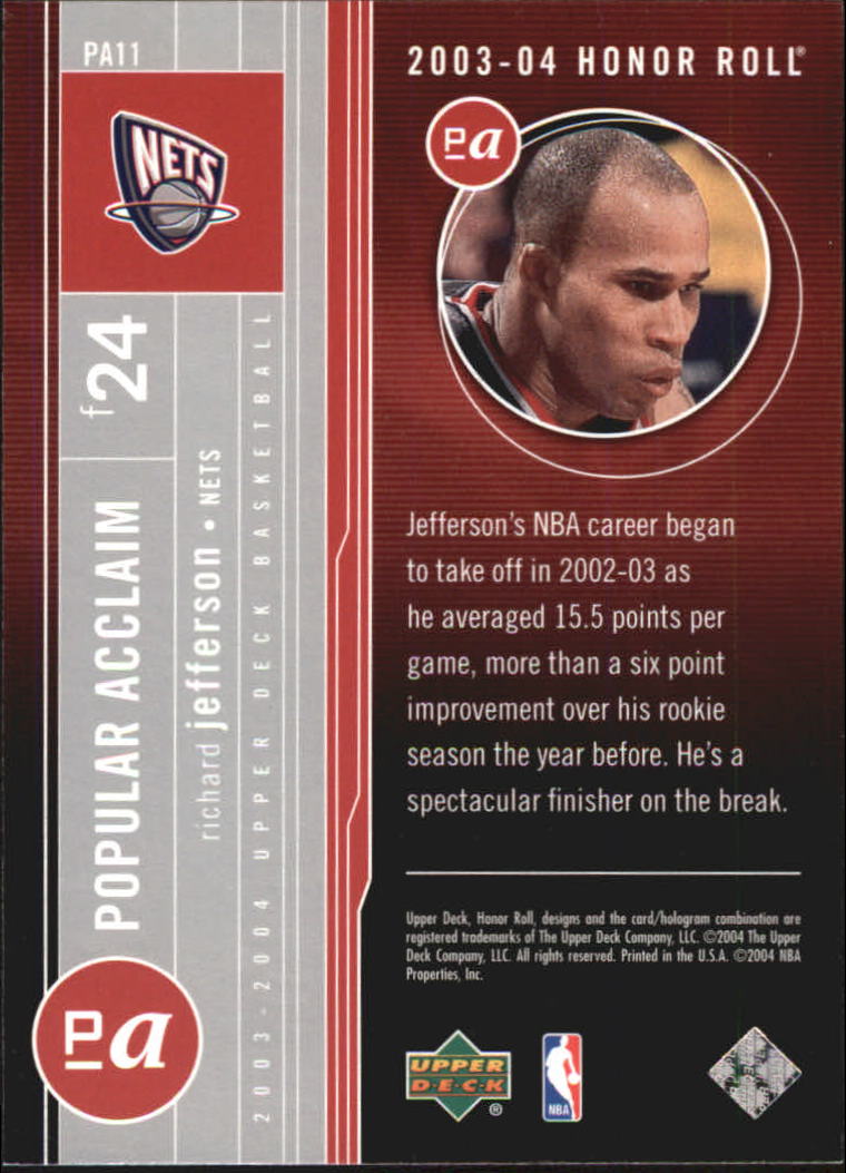2003/2004 Honor Roll (Upper Deck) Basketball - Picture 9 of 221