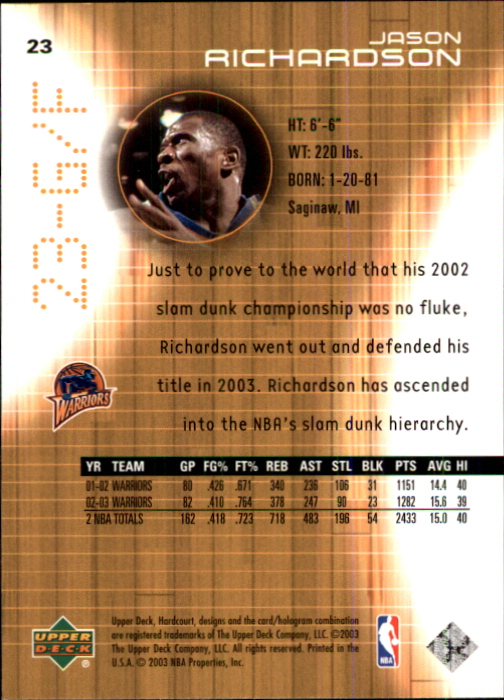 2003/2004 Hardcourt (Upper Deck) Basketball - Picture 47 of 231