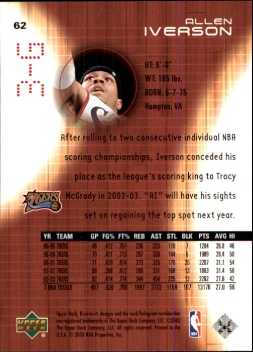 2003/2004 Hardcourt (Upper Deck) Basketball - Picture 125 of 231