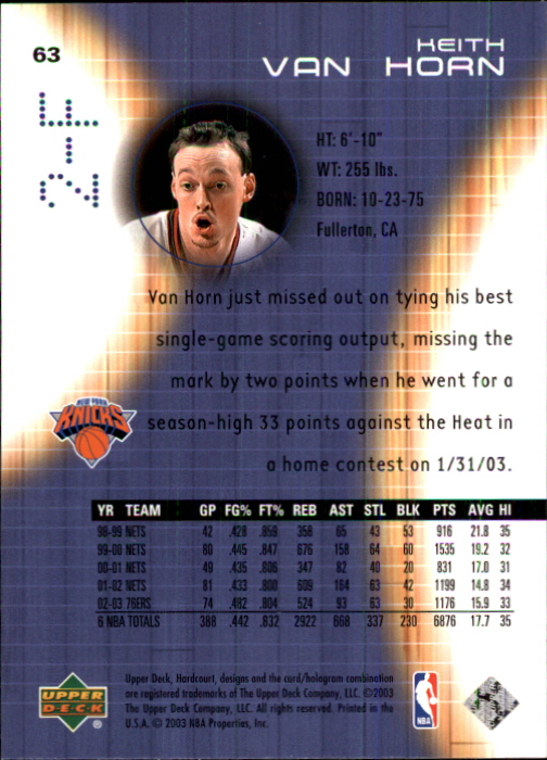 2003/2004 Hardcourt (Upper Deck) Basketball - Picture 127 of 231