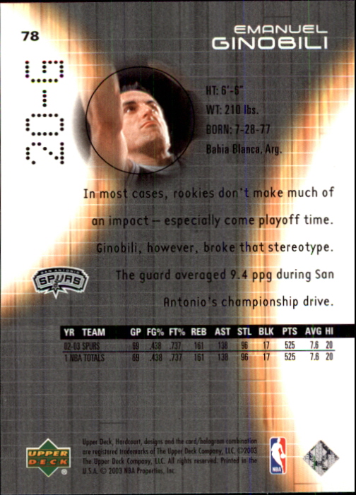 2003/2004 Hardcourt (Upper Deck) Basketball - Picture 157 of 231