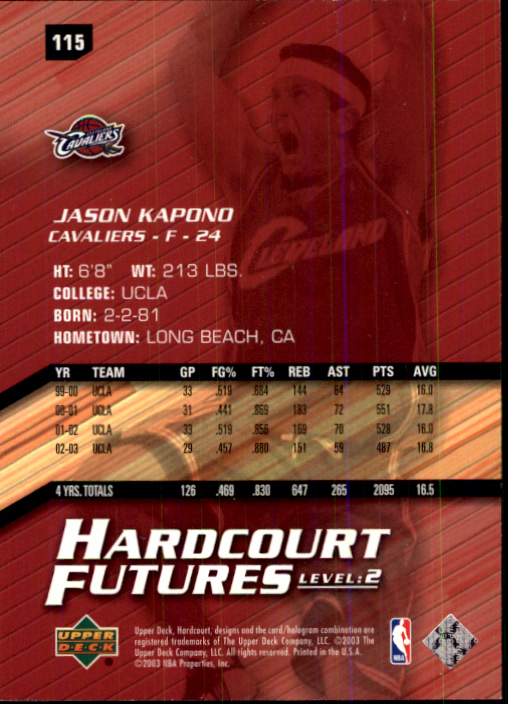 2003/2004 Hardcourt (Upper Deck) Basketball - Picture 213 of 231