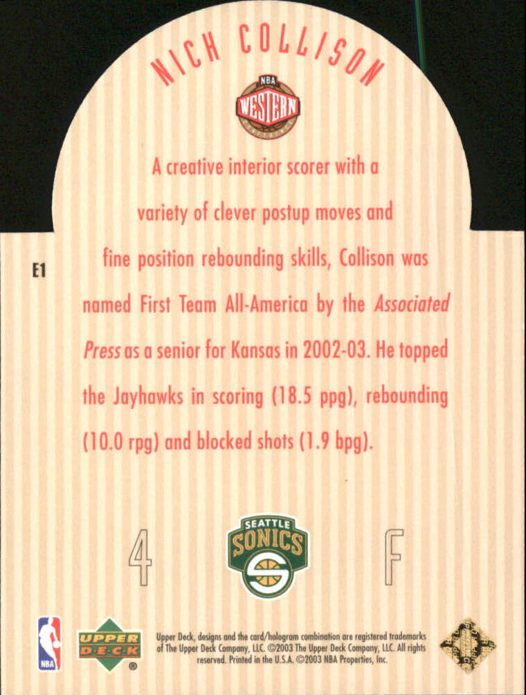 2003/2004 Upper Deck Basketball Part 3 Insert Cards - Picture 85 of 95