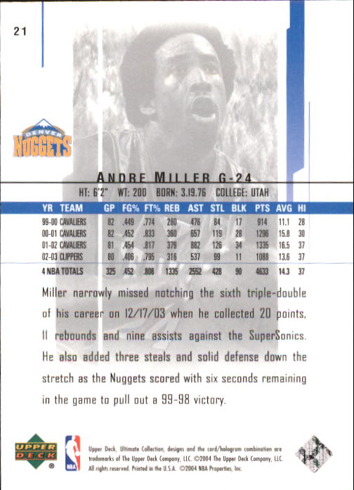 2003/2004 Ultimate Collection (Upper Deck) Basketball - Picture 31 of 242