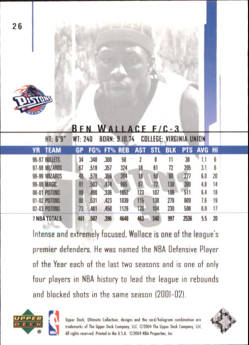 2003/2004 Ultimate Collection (Upper Deck) Basketball - Picture 39 of 242