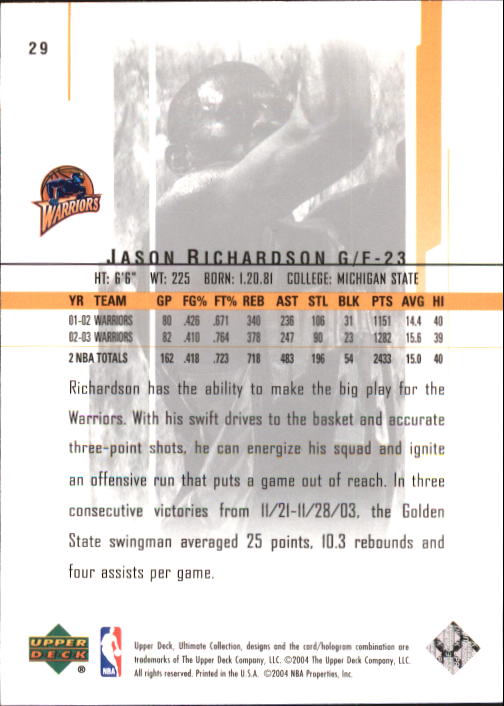 2003/2004 Ultimate Collection (Upper Deck) Basketball - Picture 45 of 242