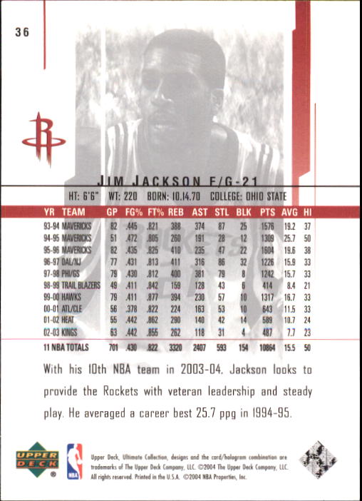 2003/2004 Ultimate Collection (Upper Deck) Basketball - Picture 57 of 242