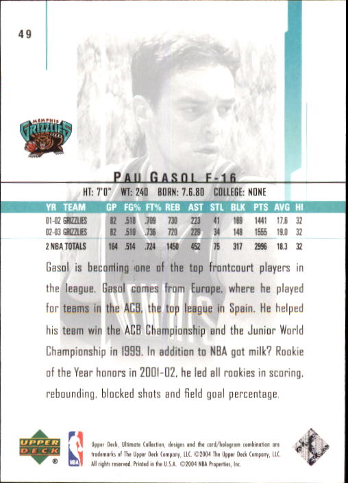 2003/2004 Ultimate Collection (Upper Deck) Basketball - Picture 81 of 242