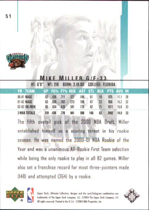 2003/2004 Ultimate Collection (Upper Deck) Basketball - Picture 85 of 242